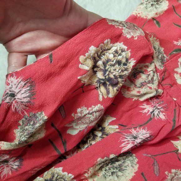 Flynn Skye Red Firework Floral Mini Halter Open Tie Back Dress Medium - Picture 12 of 12